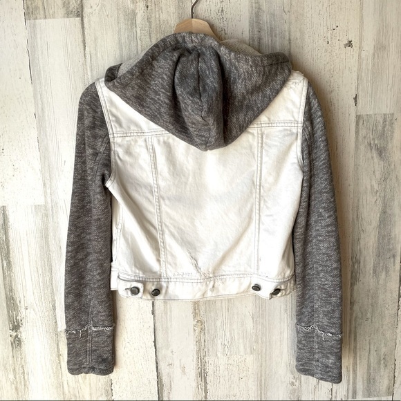 Free People Distressed Hooded Jean Jacket Size: XS - Picture 7 of 13